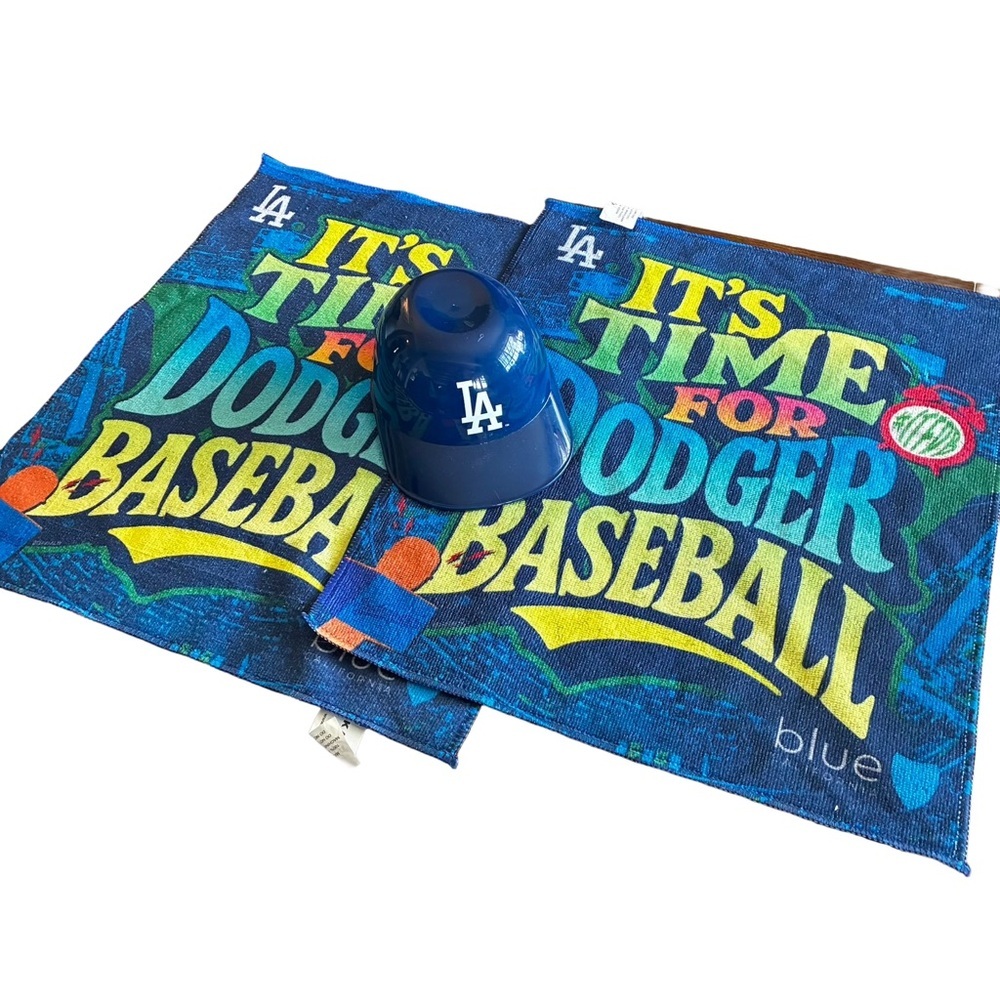 2 LA Dodgers Rally Towels + Mini Helmet | 2025 Wild Card Game